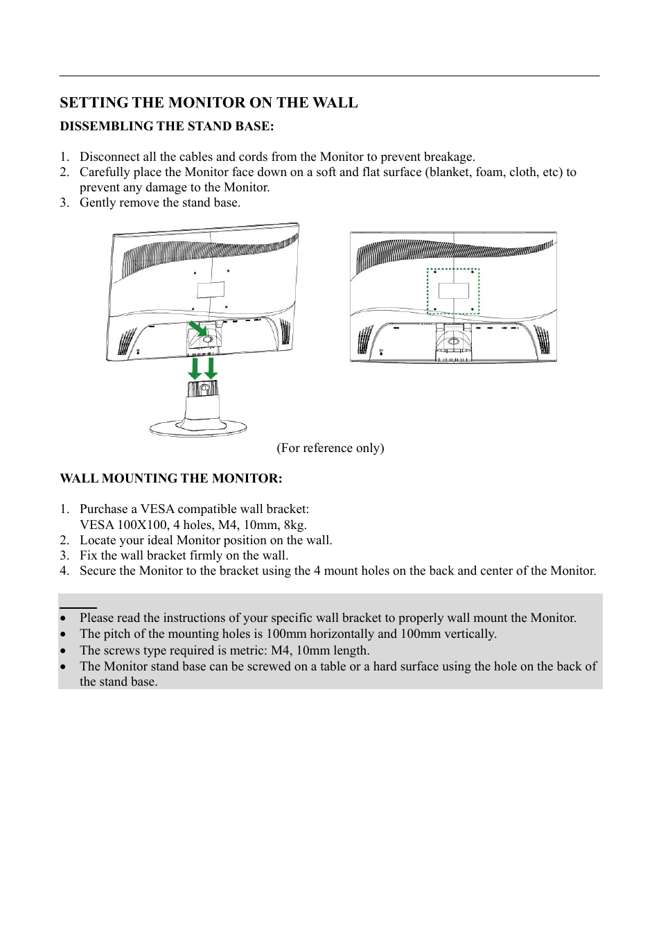 11b11bsetting the monitor on the wall, Setting the monitor on the wall | Hanns.G HH241 User Manual | Page 9 / 24