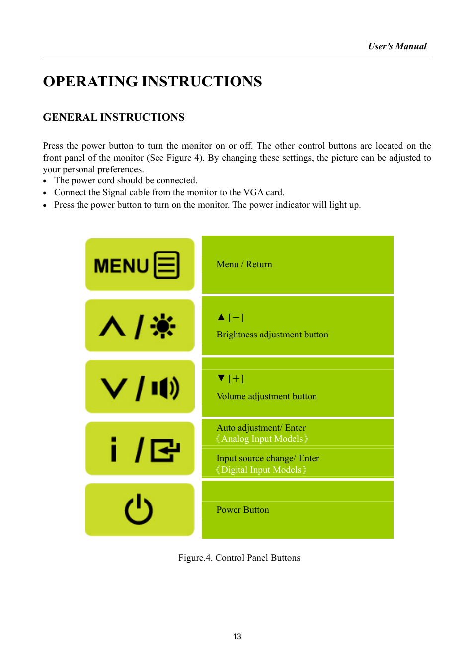 Operating instructions, General instructions | Hanns.G HP191 User Manual | Page 13 / 24