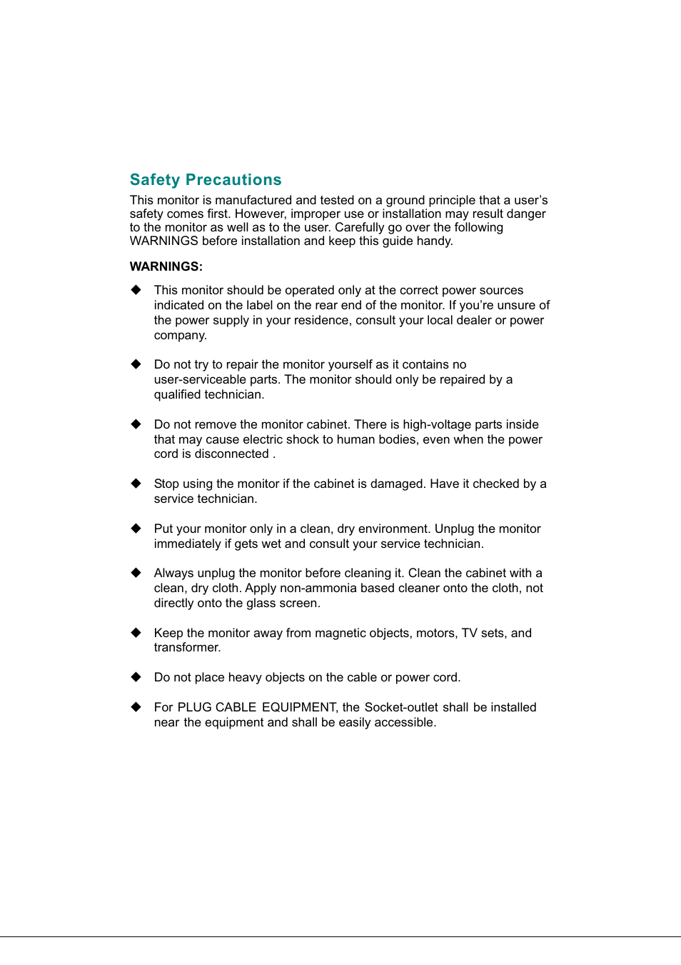 Safety precautions | Hanns.G JC199 User Manual | Page 5 / 14
