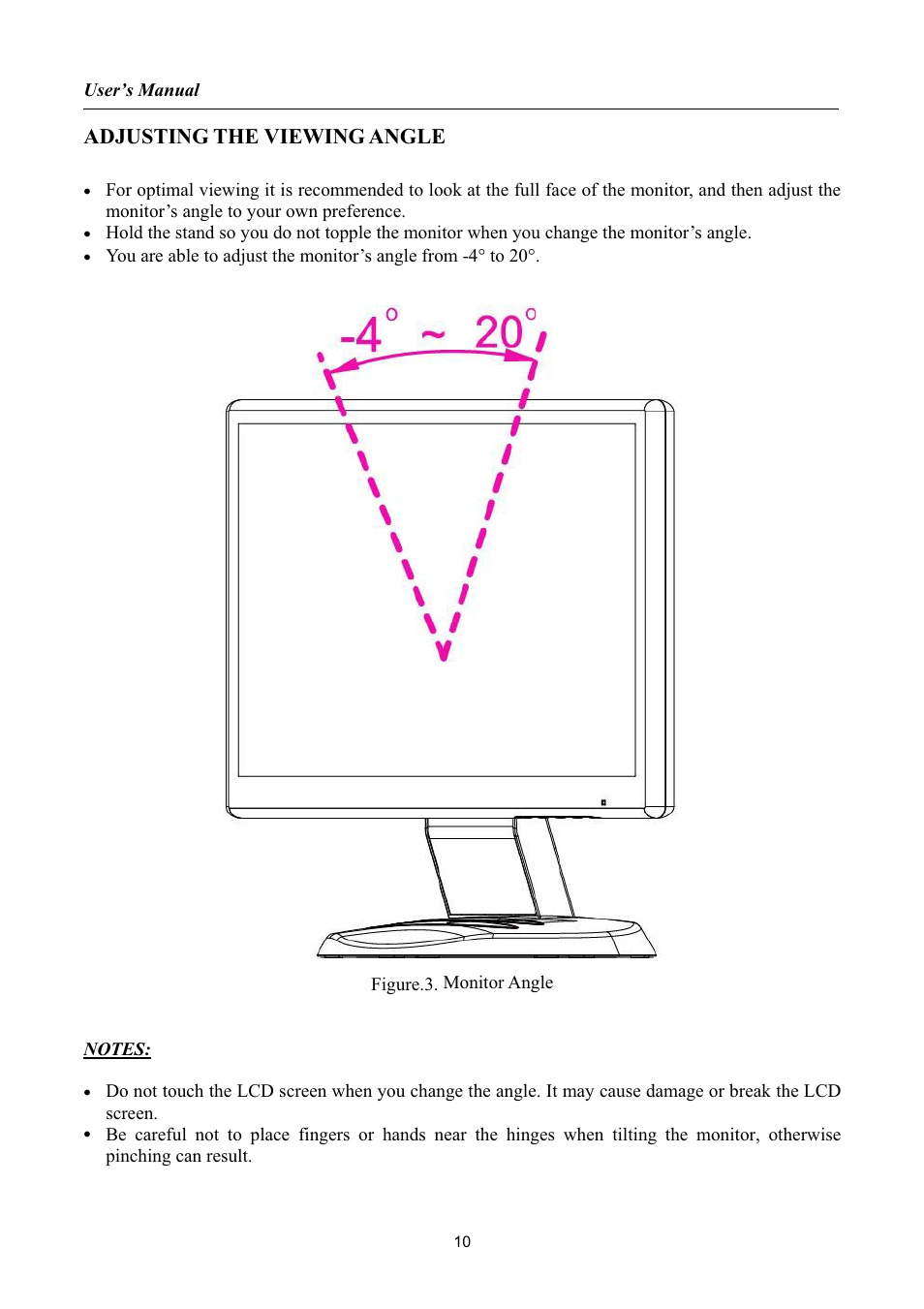 Adjusting the viewing angle | Hanns.G HW173 User Manual | Page 10 / 20