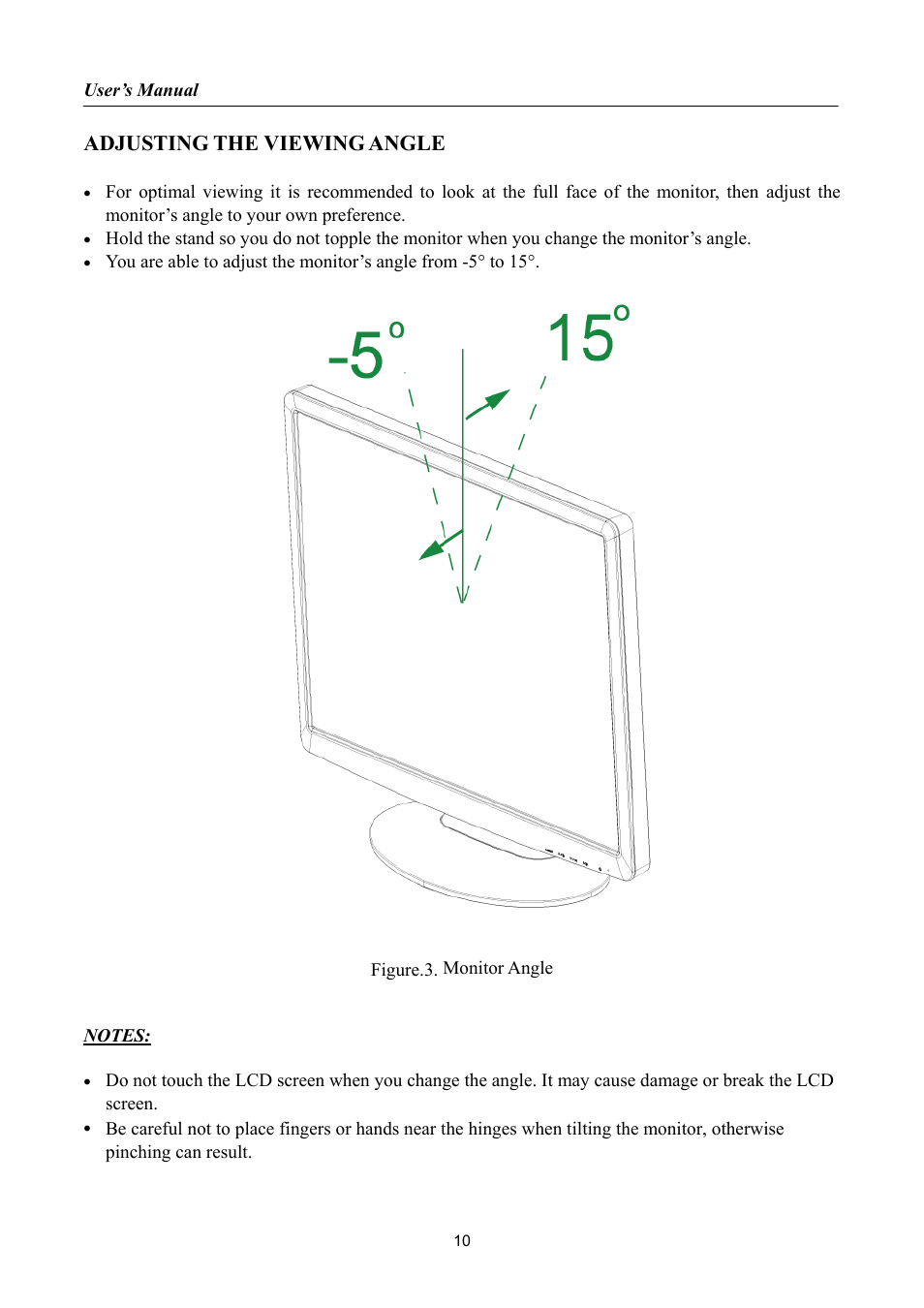 Adjusting the viewing angle | Hanns.G HH191 User Manual | Page 10 / 22