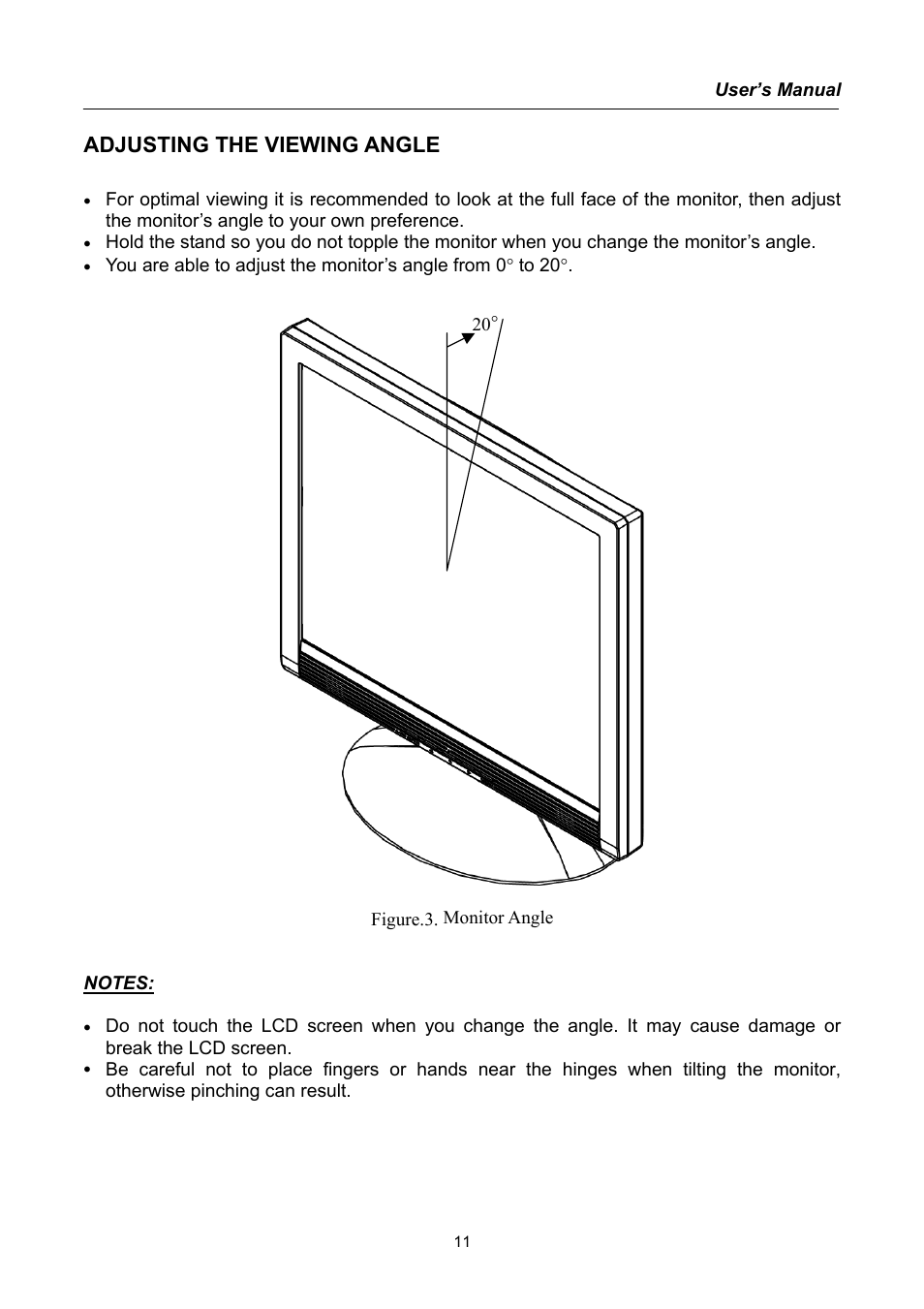 Adjusting the viewing angle | Hanns.G HC194 User Manual | Page 11 / 20