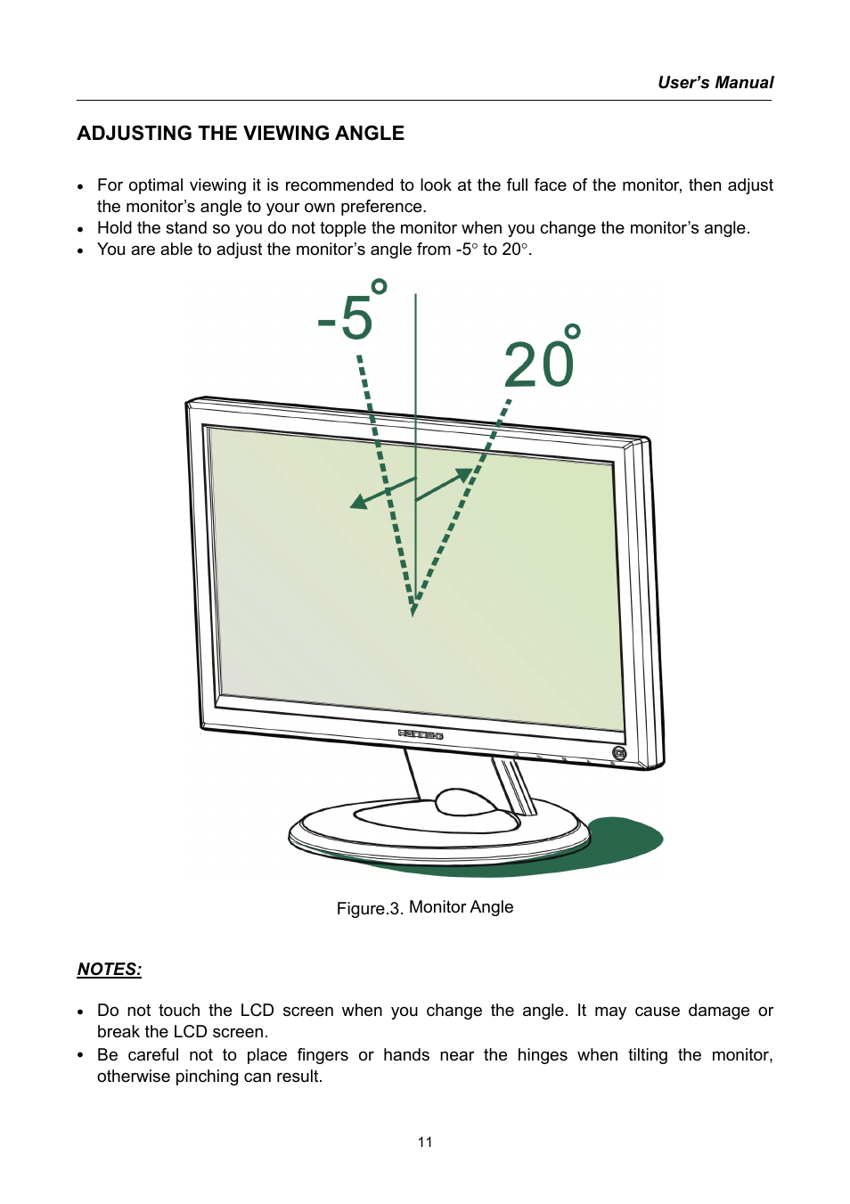 Adjusting the viewing angle | Hanns.G HG171 User Manual | Page 11 / 20