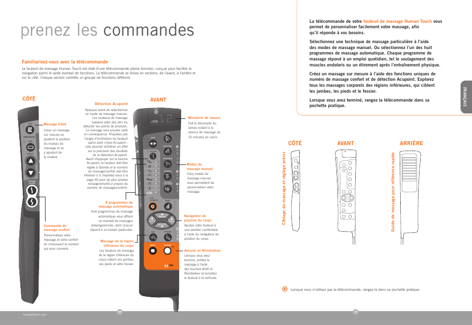 Prenez les commandes | Human Touch HT-7450 Massage Chair User Manual | Page 20 / 40