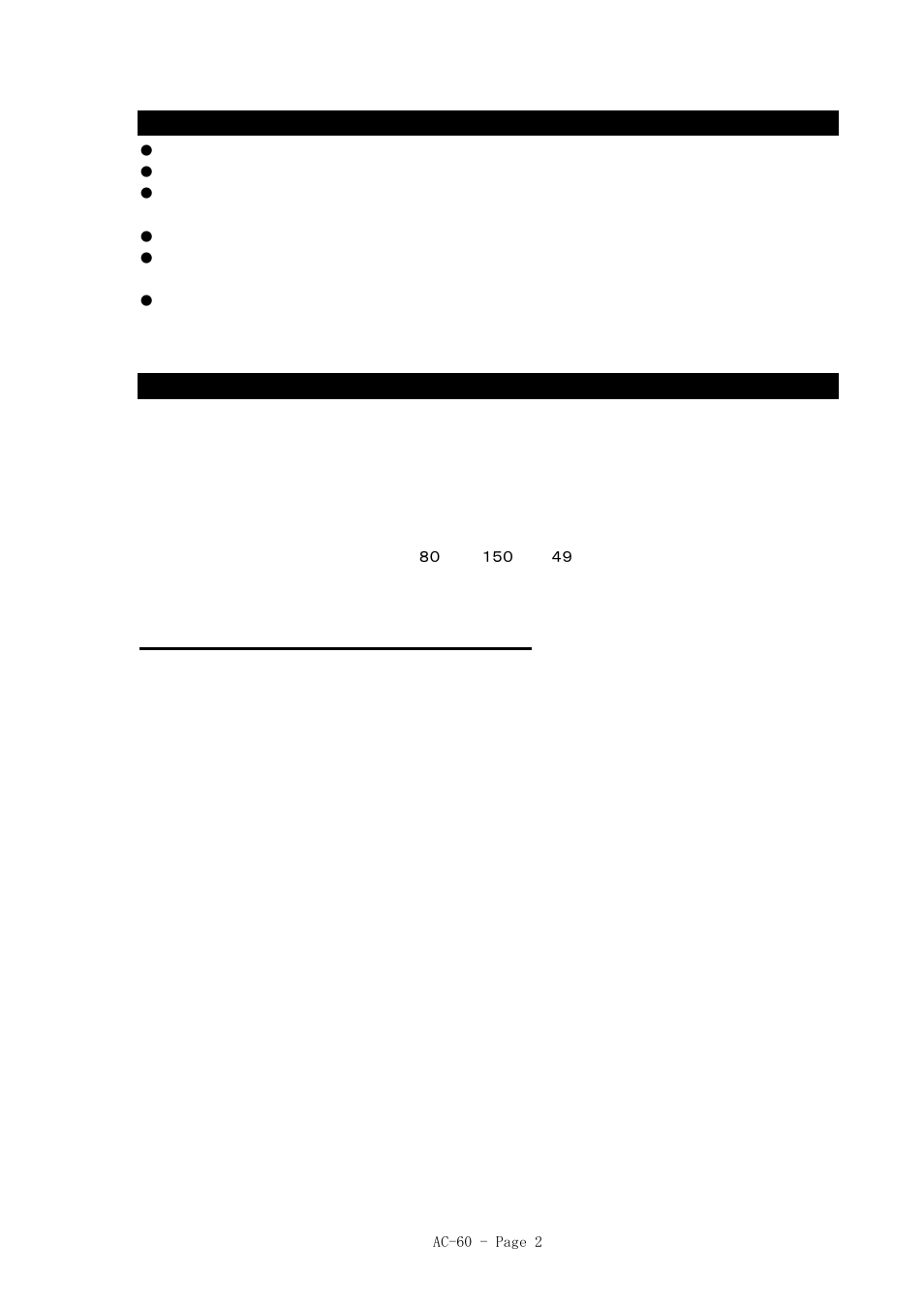 For sales and service call, Caution in use, Specification | IDX AC-60 User Manual | Page 2 / 2