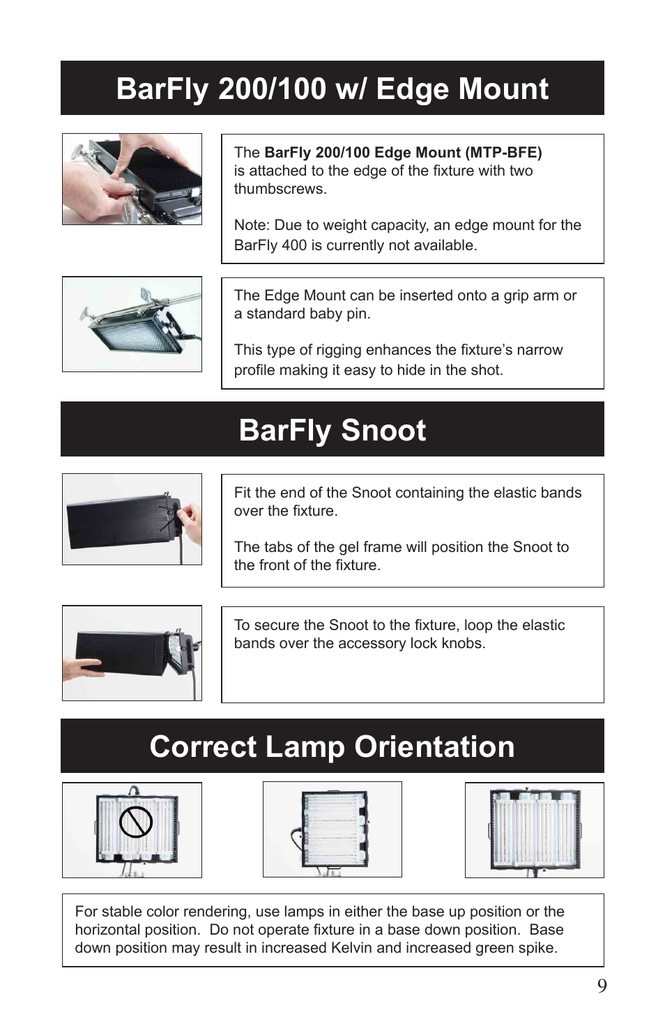 Kino Flo BarFly 100/200/400 User Manual | Page 9 / 16