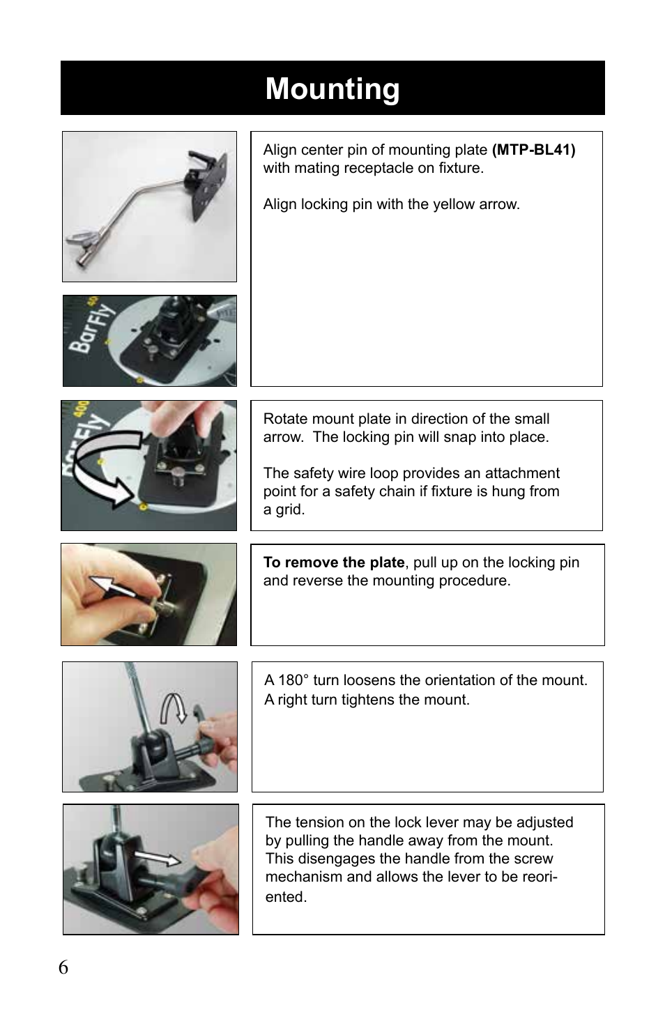Mounting | Kino Flo BarFly 400D User Manual | Page 6 / 12