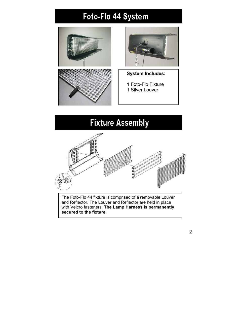Kino Flo Foto-Flo 44 User Manual | Page 2 / 9