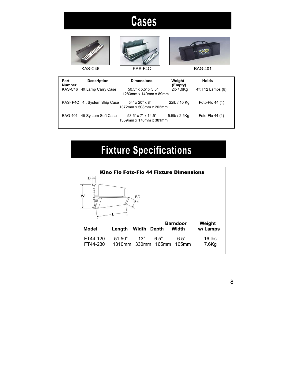 Kino Flo Foto-Flo 44 User Manual | Page 8 / 9