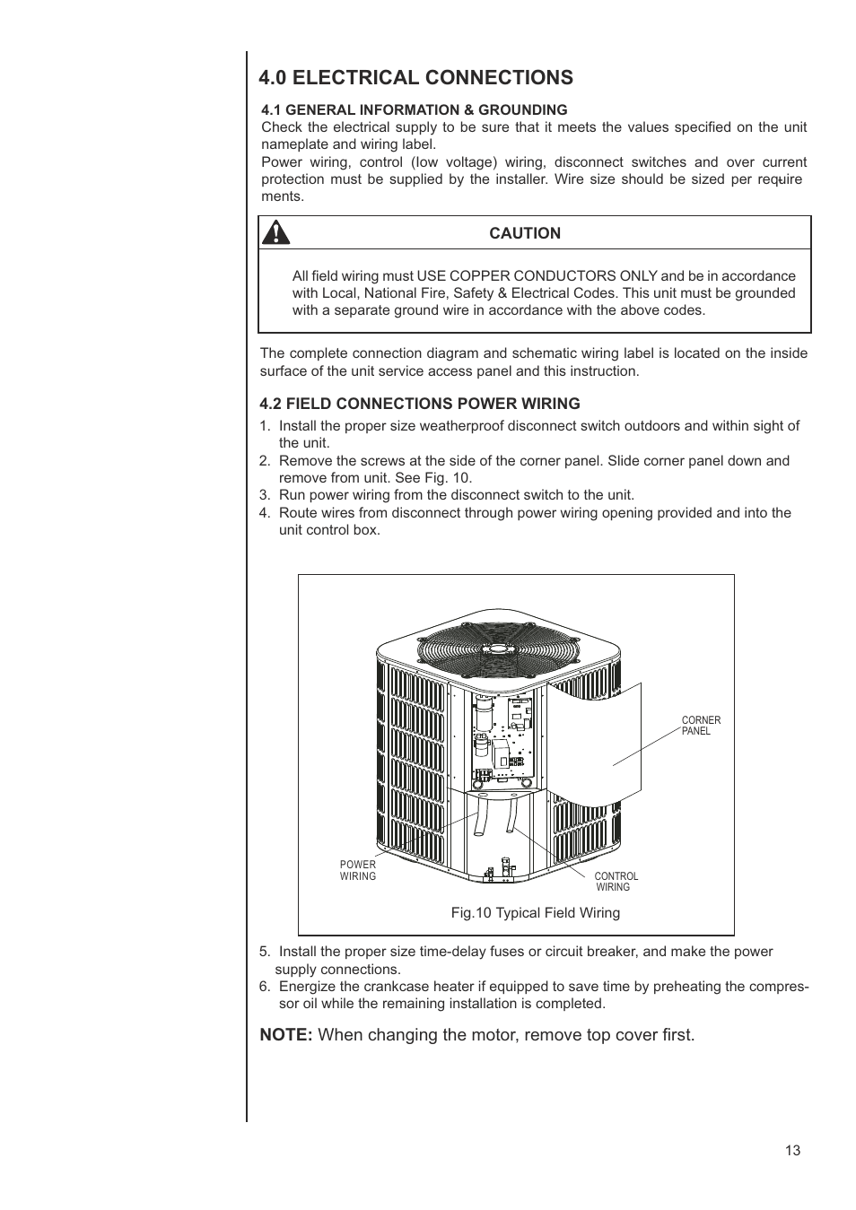 0 electrical connections | Klimaire CSM42H2P16 User Manual | Page 13 / 21