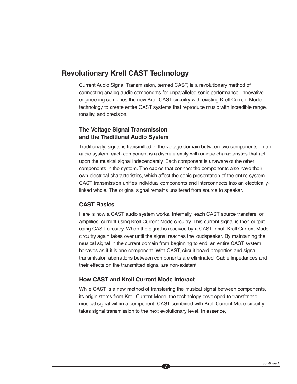 Revolutionary krell cast technology | Krell Evolution e Series Manual User Manual | Page 7 / 40