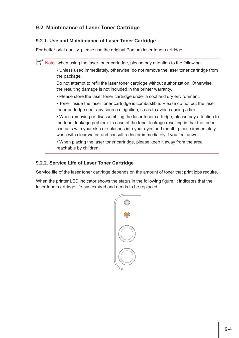 Maintenance of laser toner cartridge, Use and maintenance of laser toner cartridge, Service life of laser toner cartridge | Maintenance of laser toner cartridge -4, Use and maintenance of laser toner cartridge -4, Service life of laser toner cartridge -4 | Pantum P2500W User Manual | Page 61 / 78