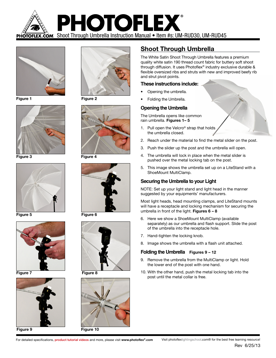 Photoflex UM-RUD45 RUD 45 Shoot Through Umbrella User Manual | 3 pages