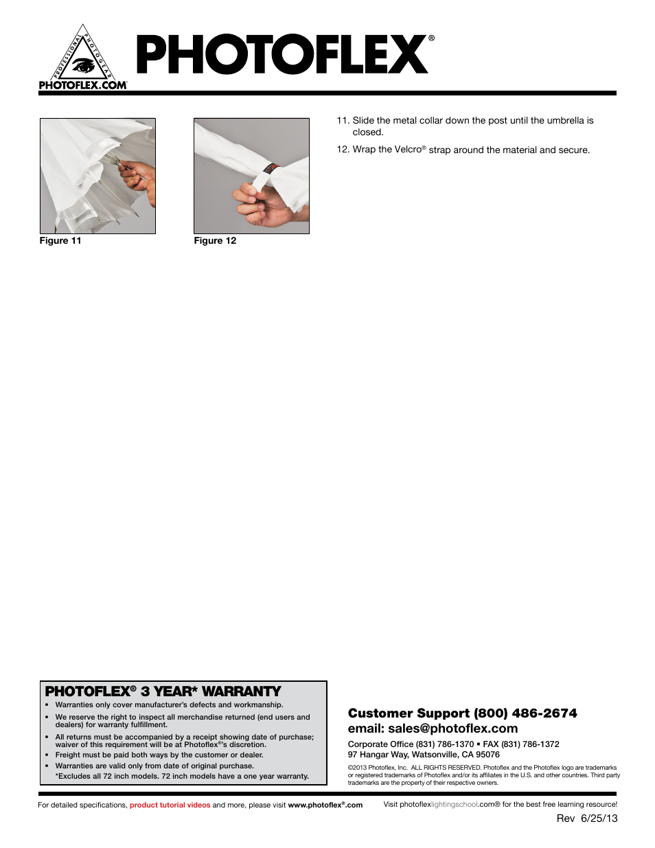 Photoflex, 3 year* warranty | Photoflex UM-RUD45 RUD 45 Shoot Through Umbrella User Manual | Page 2 / 3