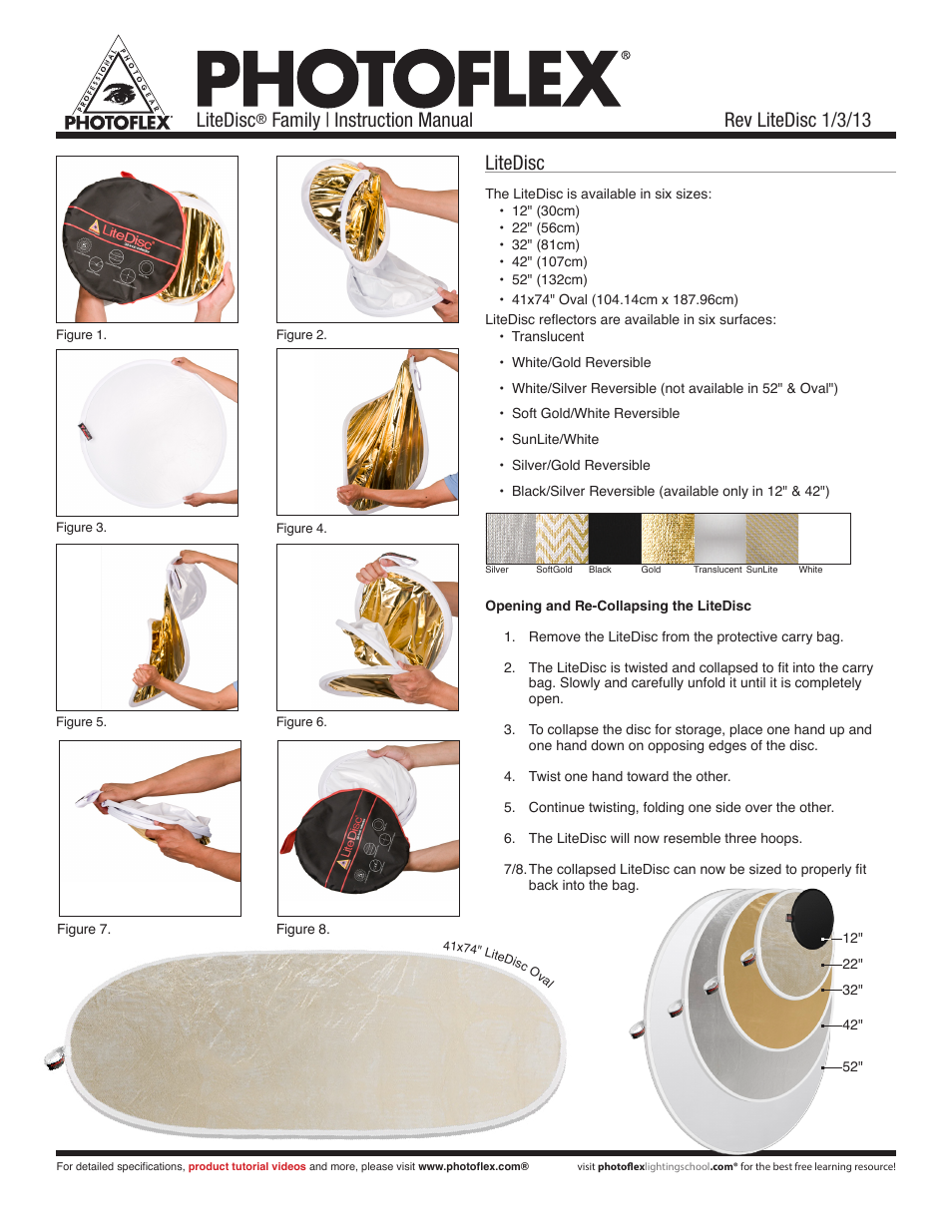 Photoflex DL-1852SL SunLite 52 inch User Manual | 2 pages