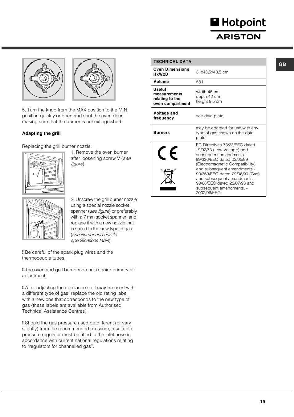 Hotpoint Ariston CG 64 SG3 R/HA User Manual | Page 19 / 68