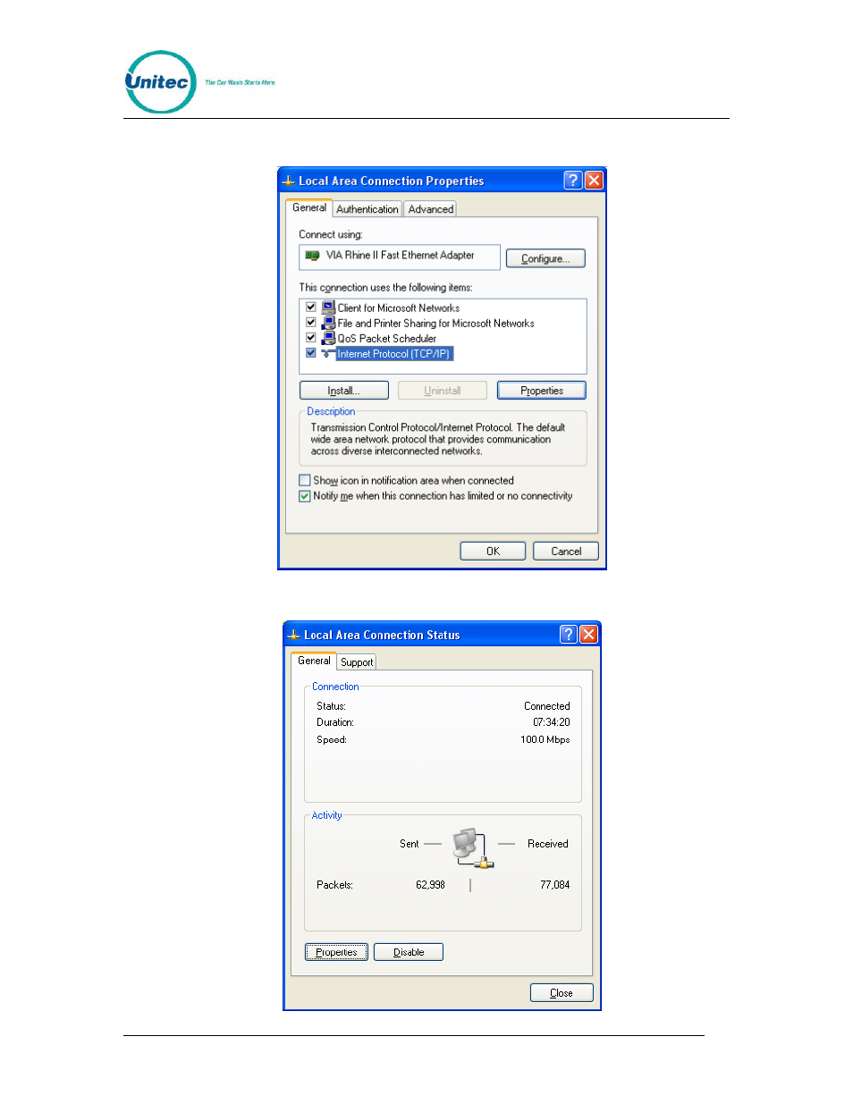 Select internet protocol (tcp/ip) | Unitec EZ Trak User Manual | Page 30 / 31