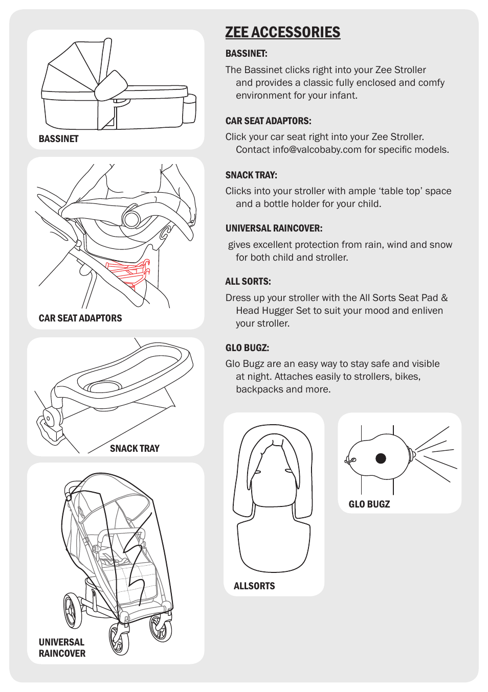 Zee accessories | Valco Baby Zee User Manual | Page 7 / 8
