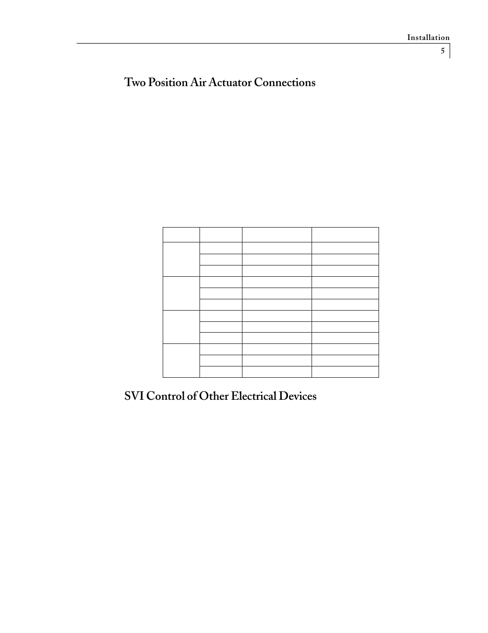 Two position air actuator connections, Svi control of other electrical devices | VICI SVI User Manual | Page 9 / 21