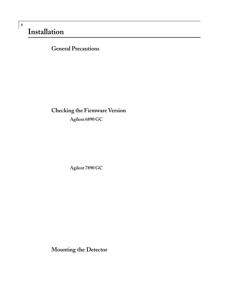 Installation, General precautions, Checking the firmware version | Mounting the detector | VICI D-3-I-7890 User Manual | Page 10 / 25