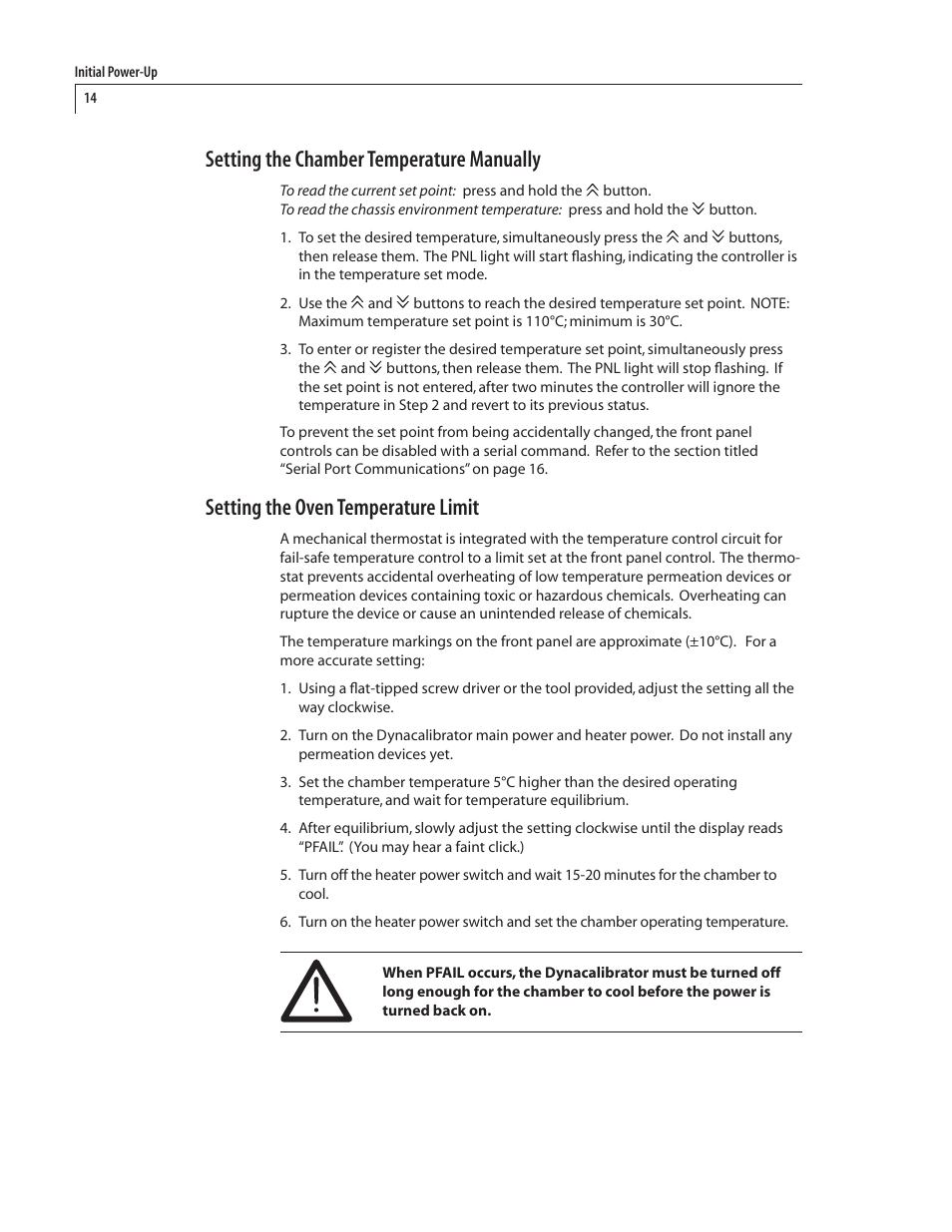 Setting the chamber temperature manually, Setting the oven temperature limit | VICI 230 Dynacalibrator User Manual | Page 18 / 42