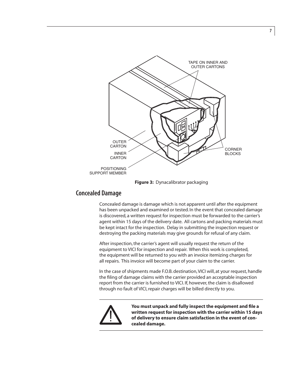 Concealed damage | VICI 500 Dynacalibrator User Manual | Page 11 / 37