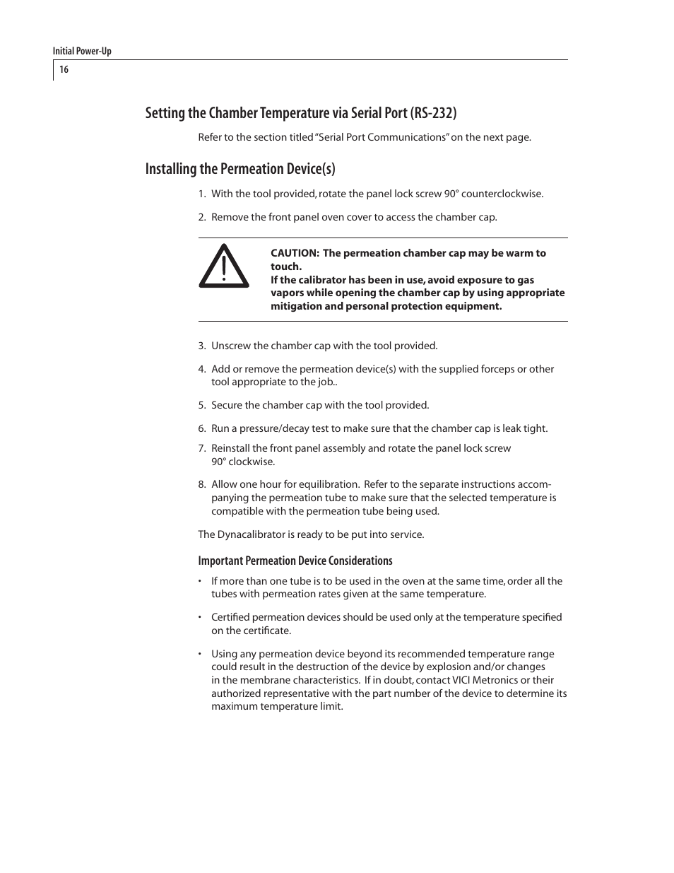 Installing the permeation device(s) | VICI 500 Dynacalibrator User Manual | Page 20 / 37