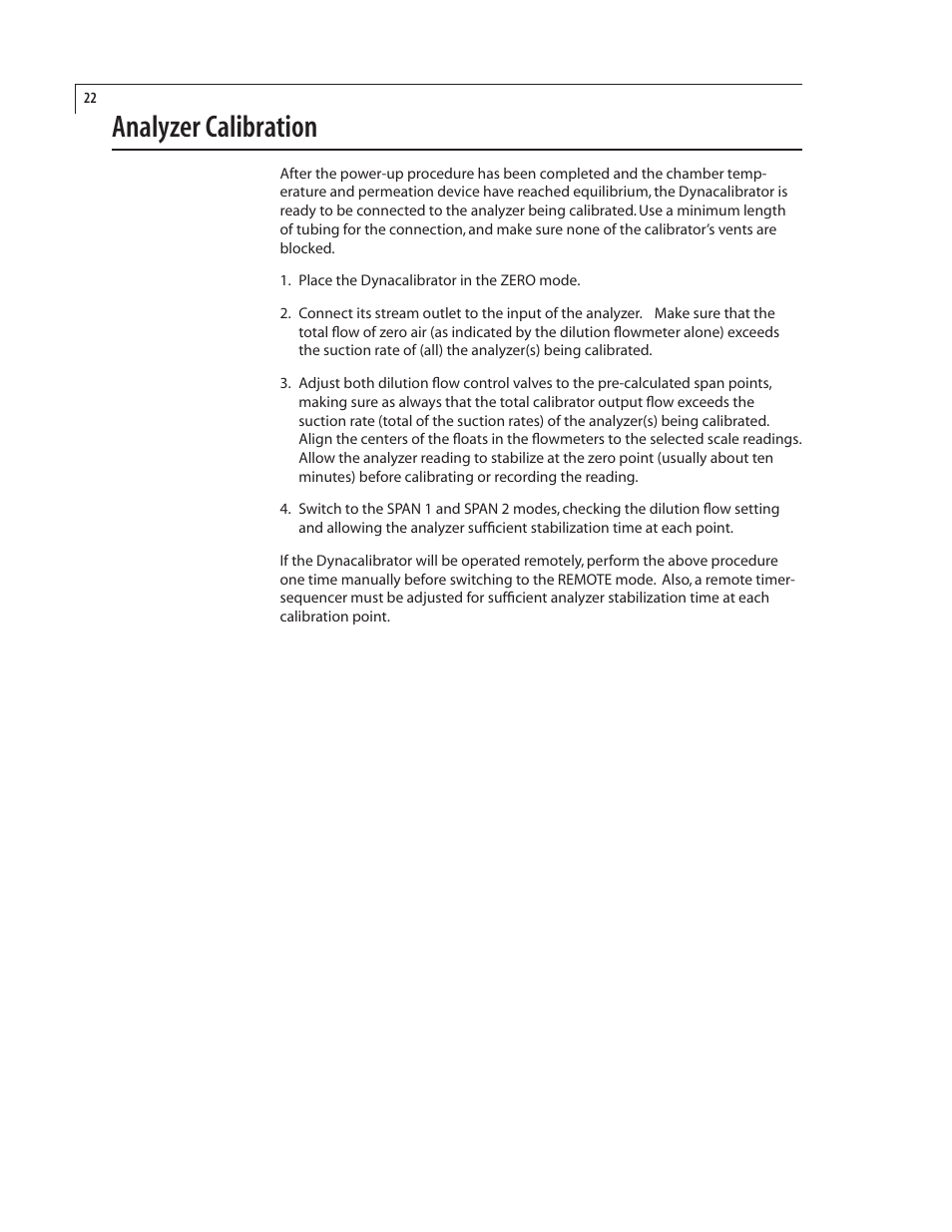 Analyzer calibration | VICI 500 Dynacalibrator User Manual | Page 26 / 37