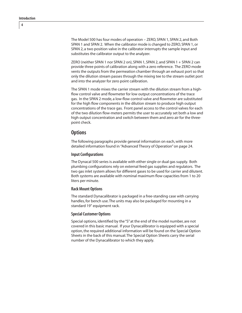Options | VICI 500 Dynacalibrator User Manual | Page 8 / 37