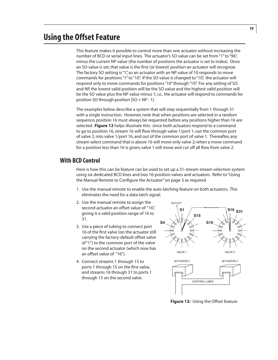 Using the offset feature, With bcd control | VICI EUT Universal Electric Actuator User Manual | Page 23 / 27