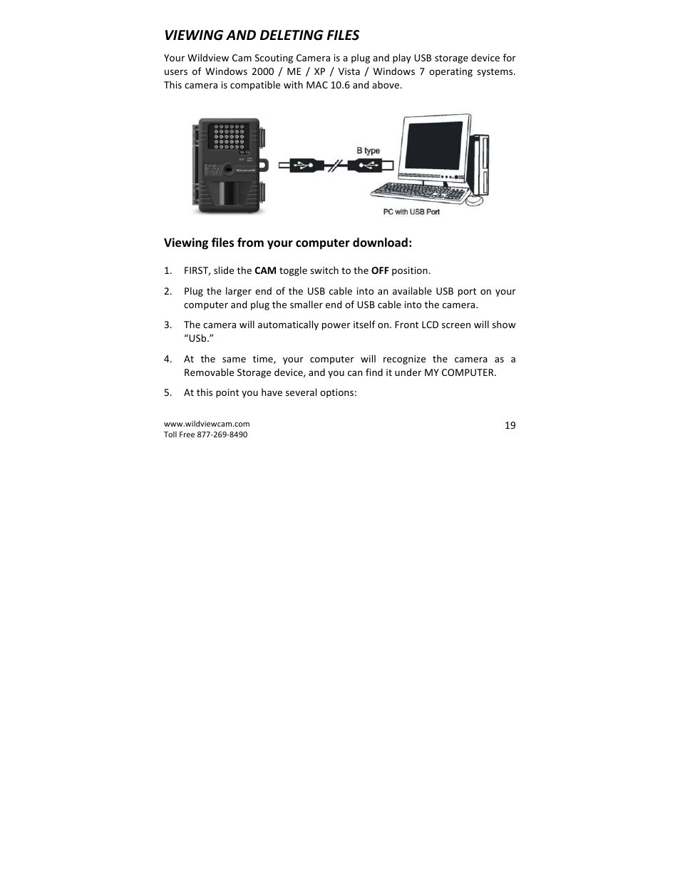 Viewing and deleting files | Wildview STC-WV30 User Manual | Page 19 / 30