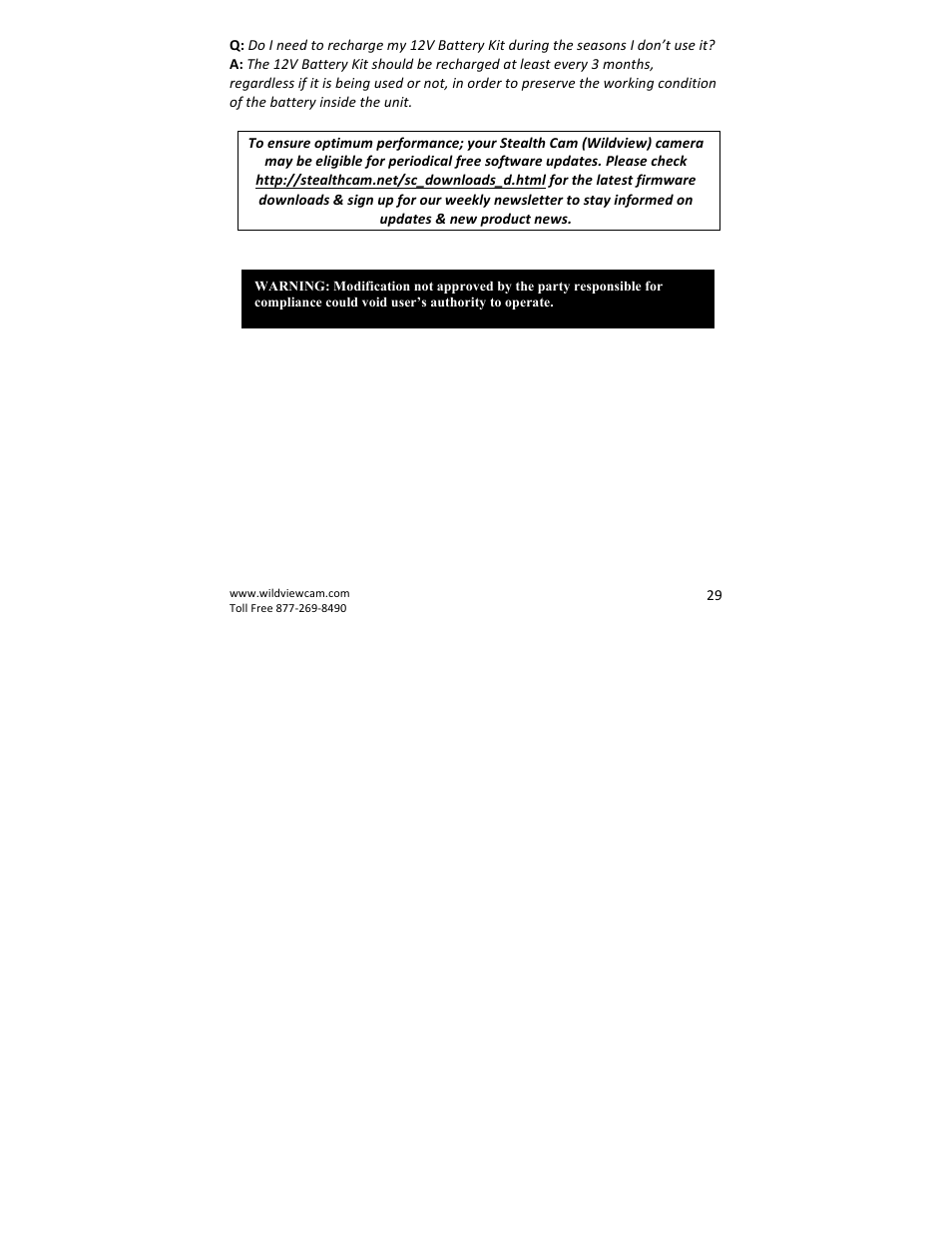 Wildview STC-WV30 User Manual | Page 29 / 30