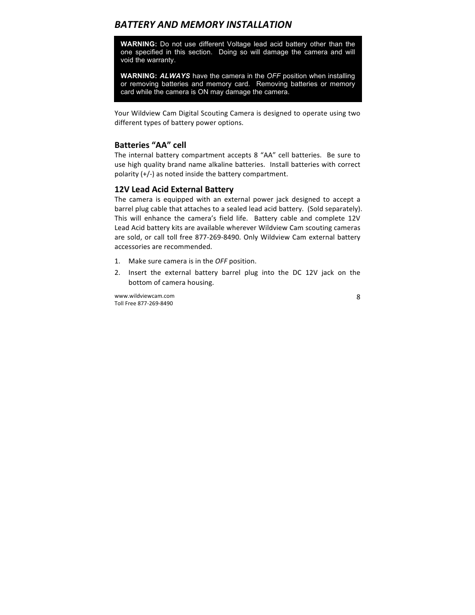 Wildview STC-WV30 User Manual | Page 8 / 30
