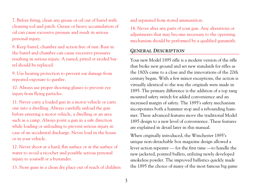 General description - 4 | Winchester Repeating Arms 1895 User Manual | Page 5 / 32
