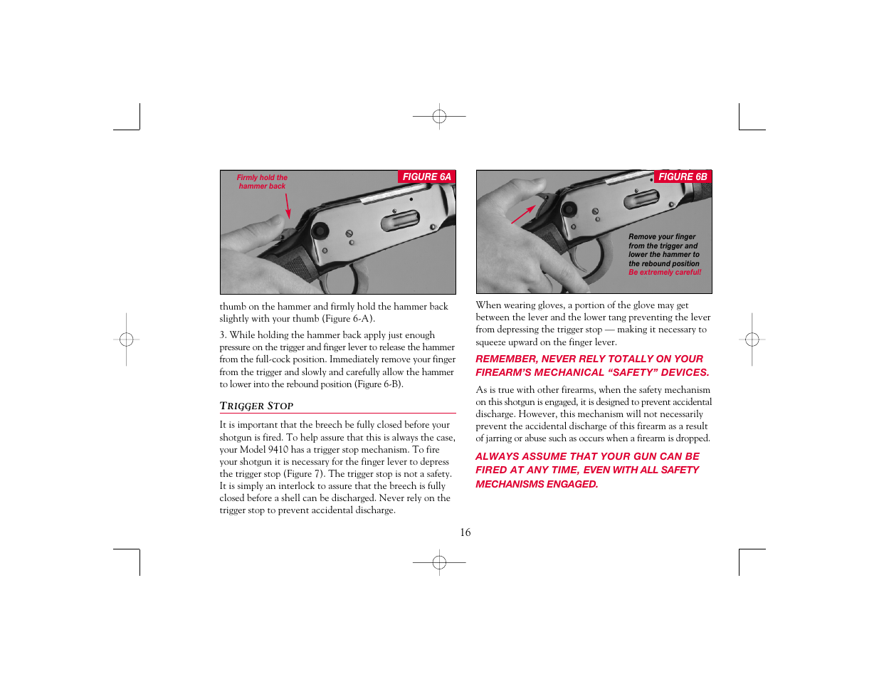 Trigger stop | Winchester Repeating Arms 9410 Cross Bolt Safety (Historic Manual) User Manual | Page 16 / 40