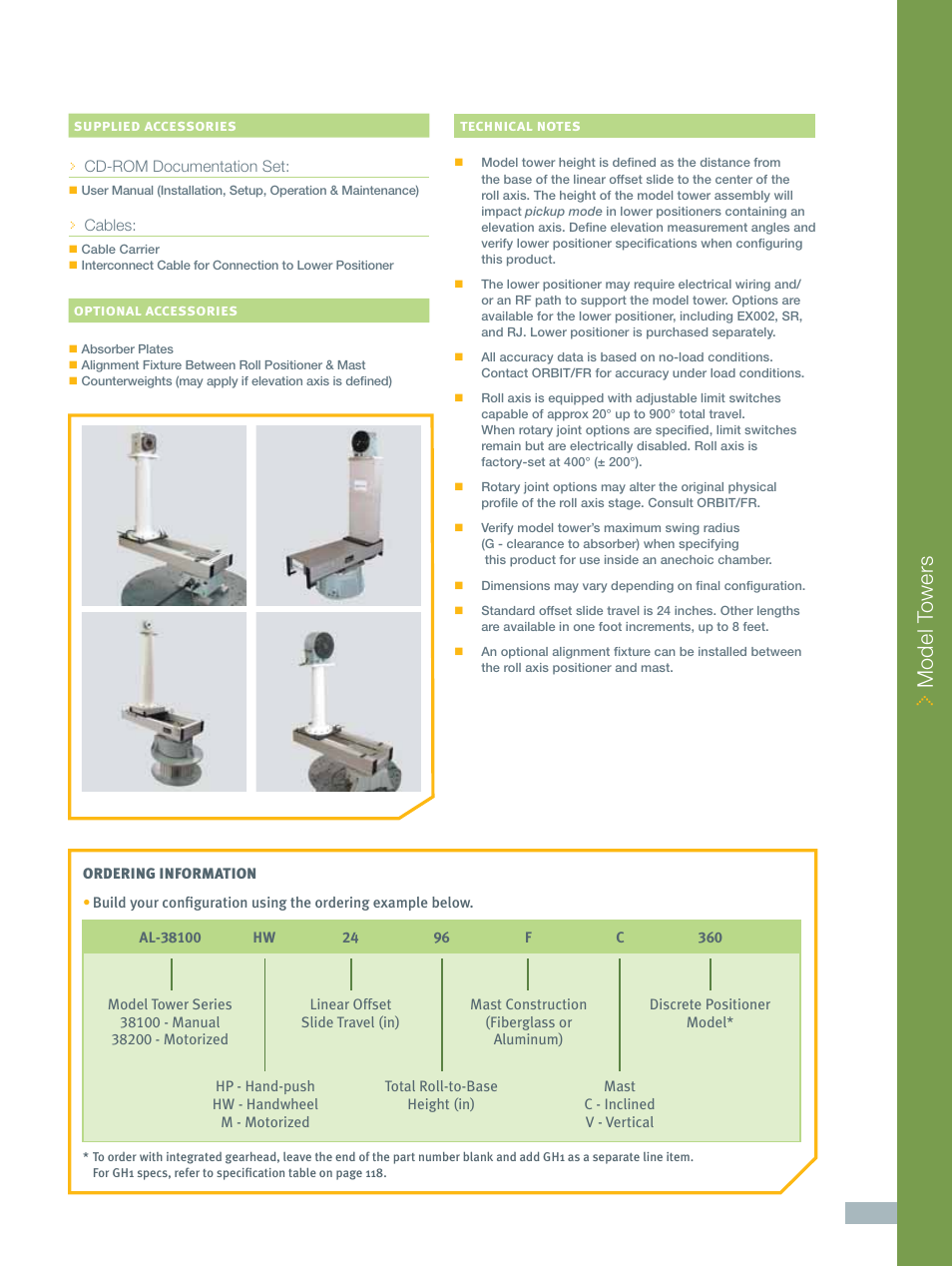 Model t owers | ORBIT FR Light Duty Model Towers: AL-38000 Series User Manual | Page 2 / 4