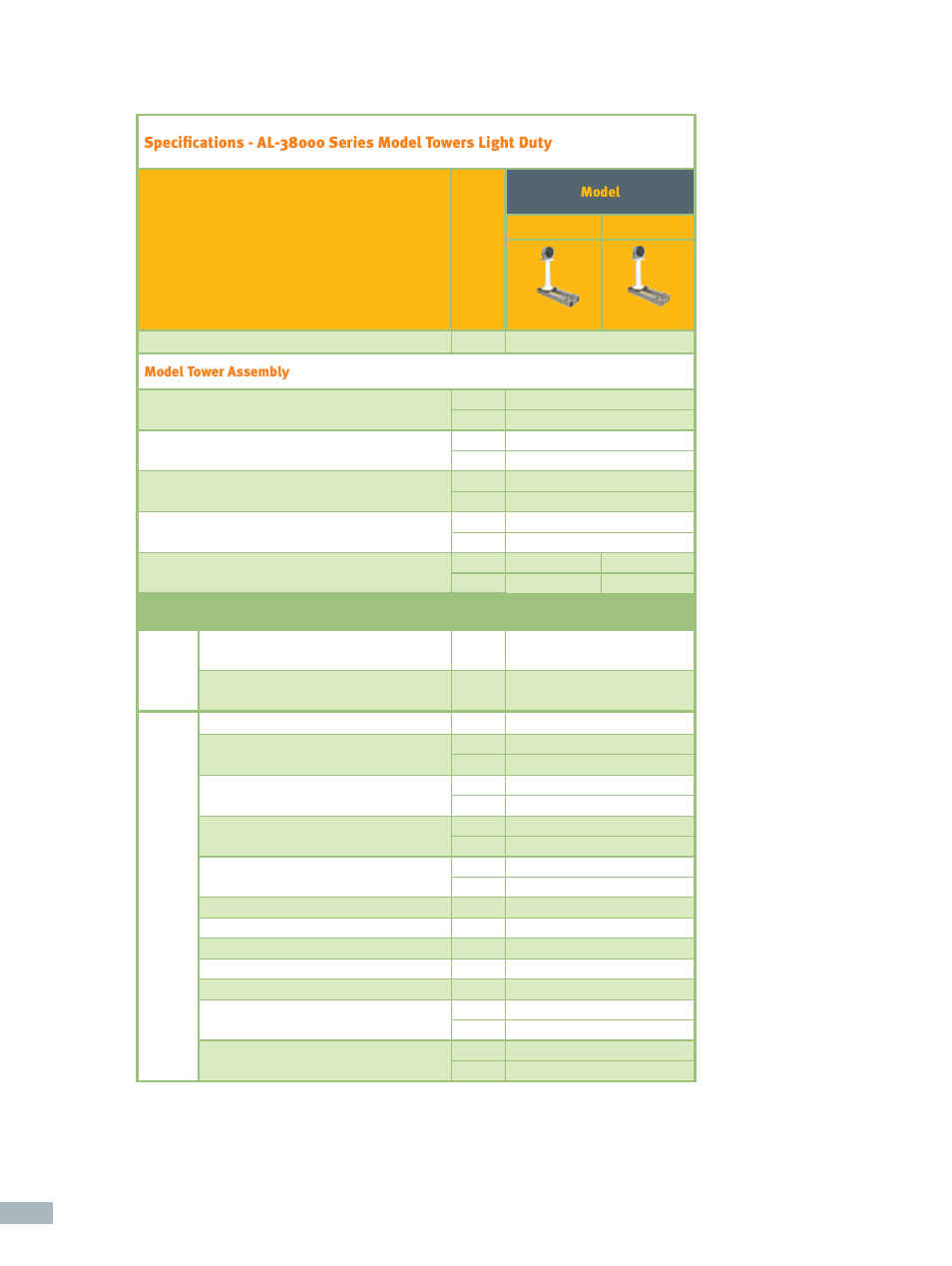 ORBIT FR Light Duty Model Towers: AL-38000 Series User Manual | Page 3 / 4