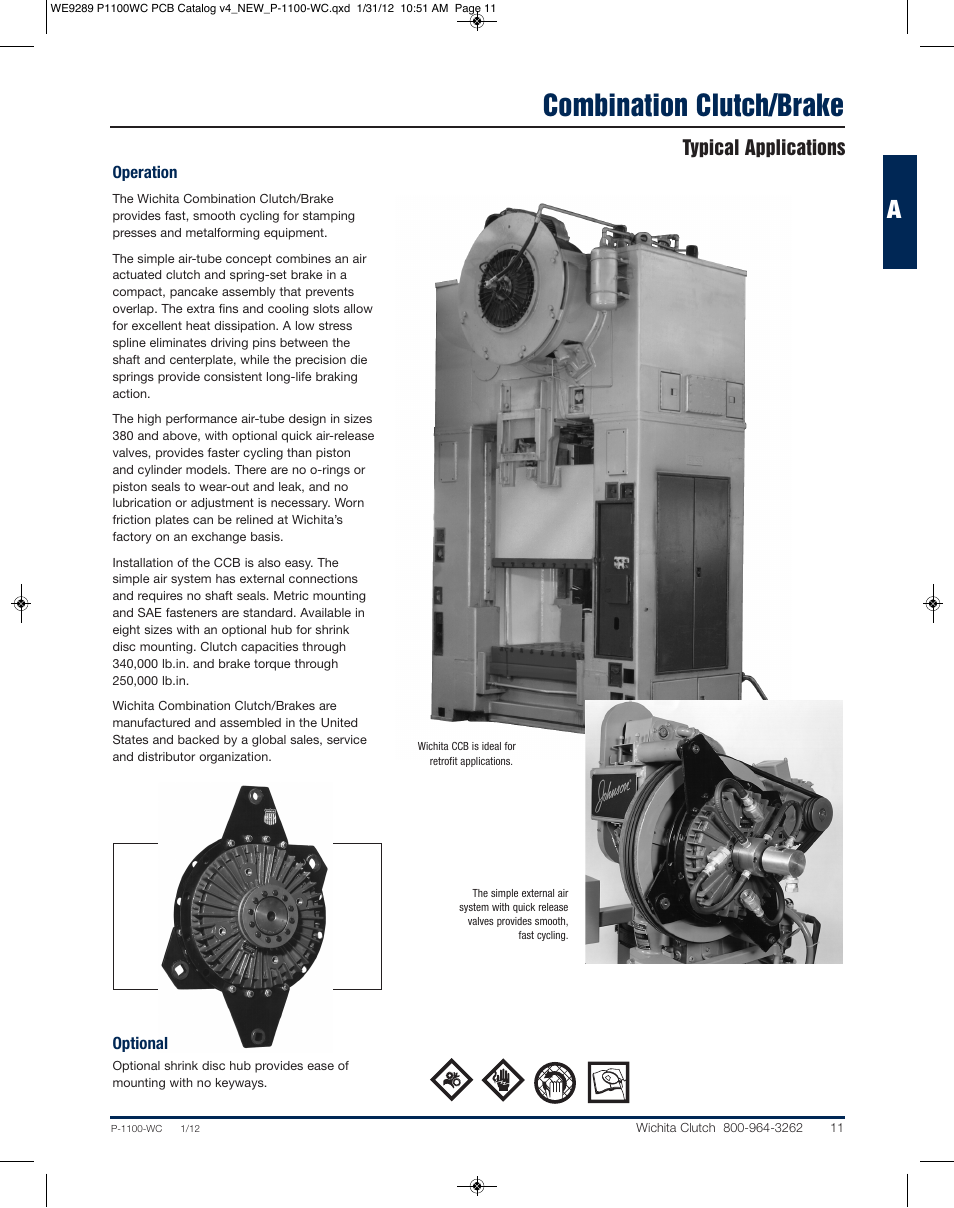 Combination clutch/brake, Typical applications | Wichita Clutch CCB - Combination Clutch Brake Unit User Manual | Page 2 / 12