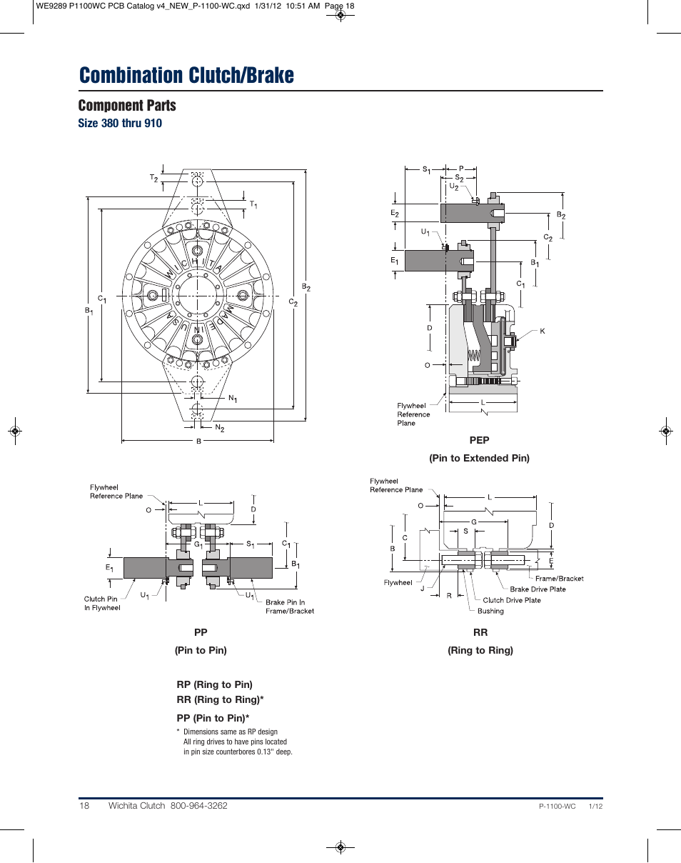 Combination clutch/brake, Component parts | Wichita Clutch CCB - Combination Clutch Brake Unit User Manual | Page 9 / 12