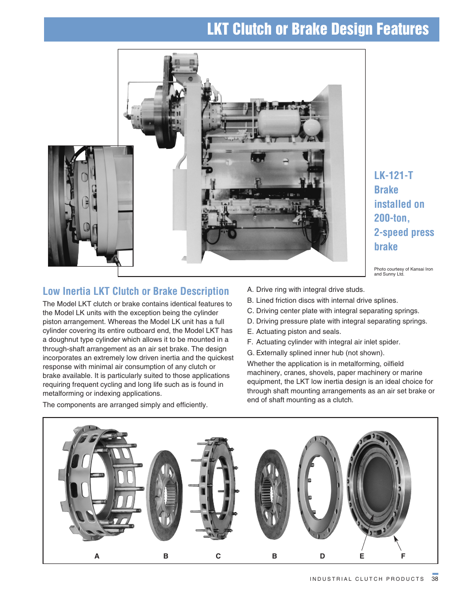 Lkt clutch or brake design features, Low inertia lkt clutch or brake description | Wichita Clutch LKT Clutch or Brake User Manual | Page 3 / 4