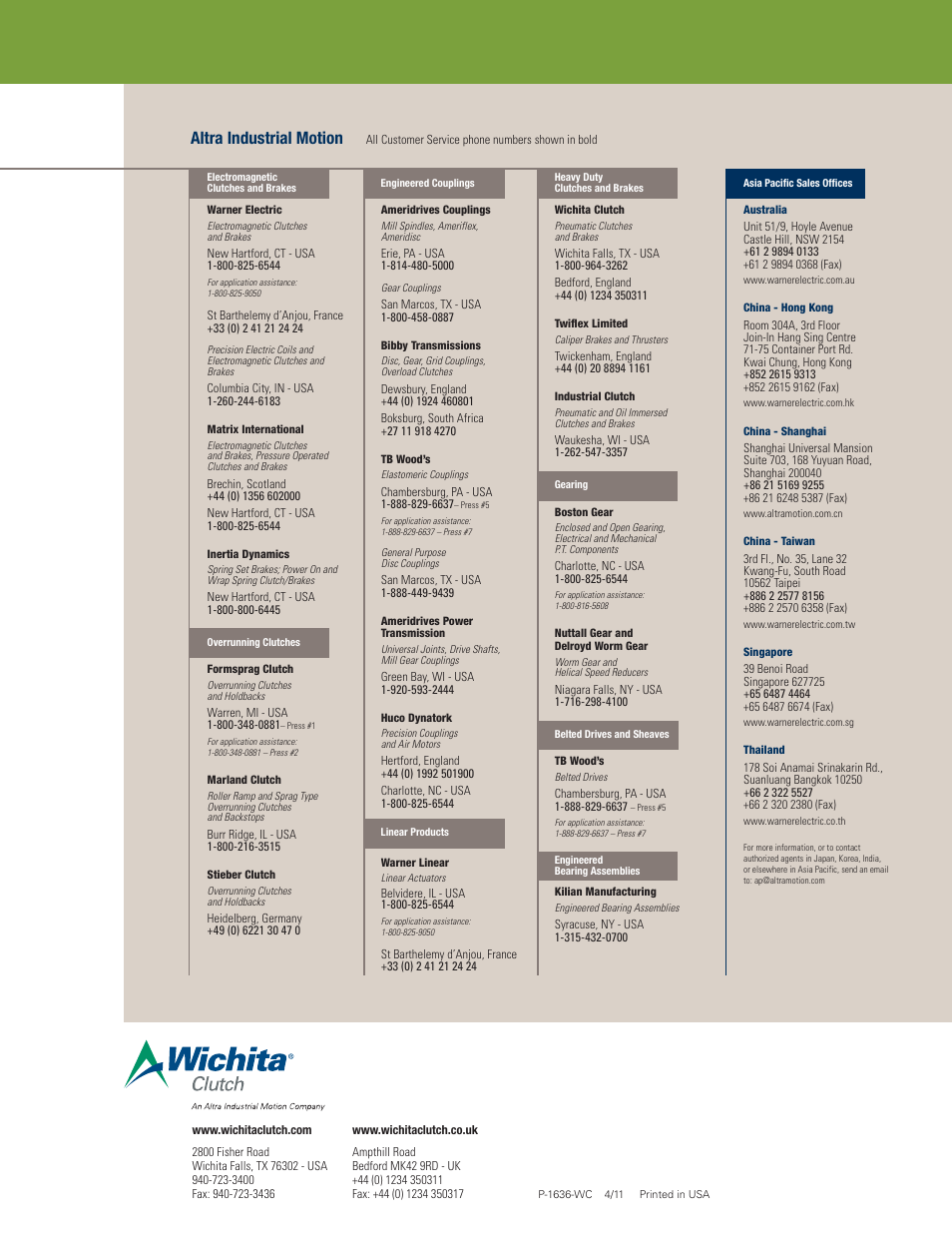 Altra industrial motion | Wichita Clutch AquaMakks Water Cooled Clutches & Brakes User Manual | Page 8 / 8