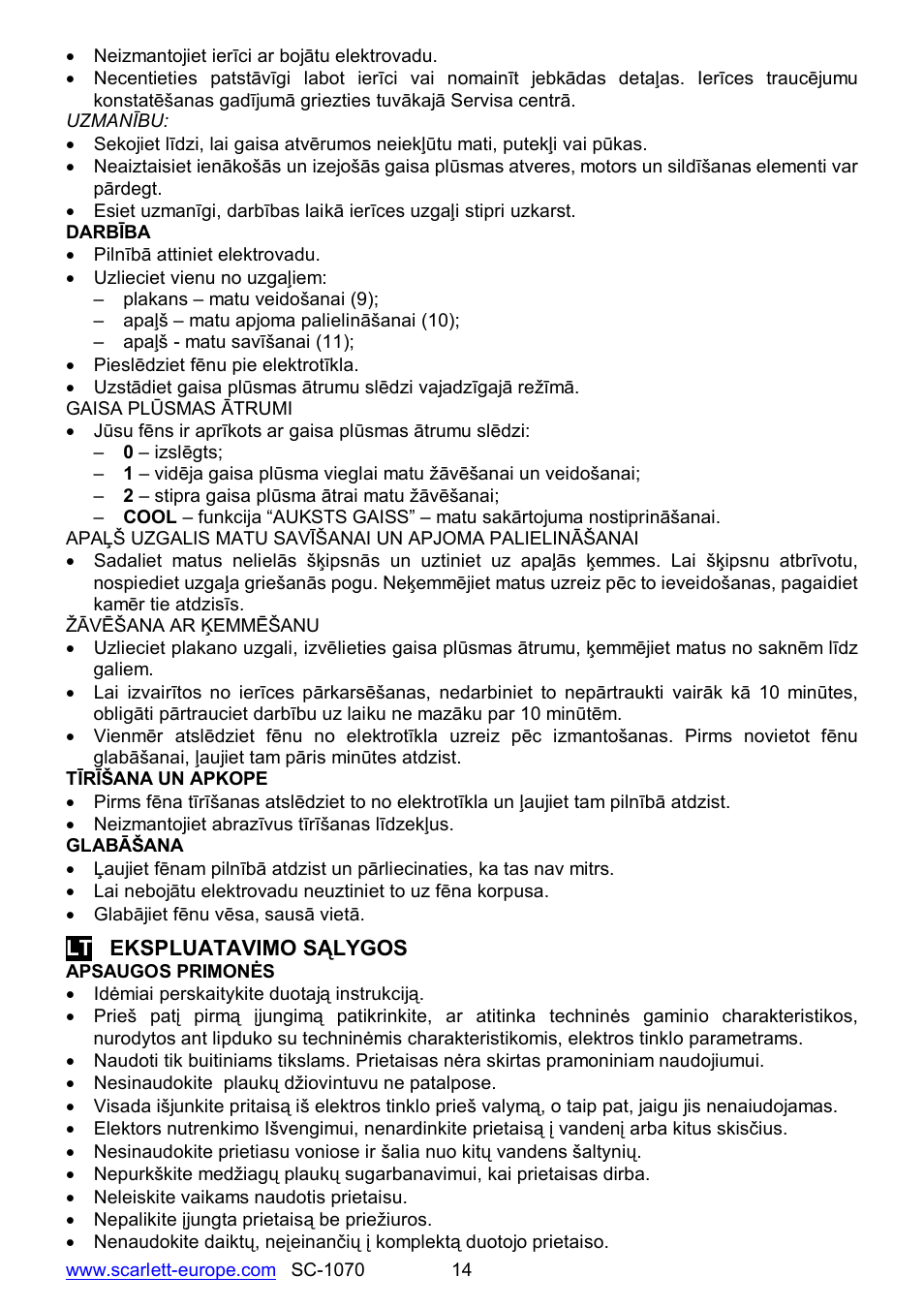 Scarlett SC-1070 User Manual | Page 14 / 20