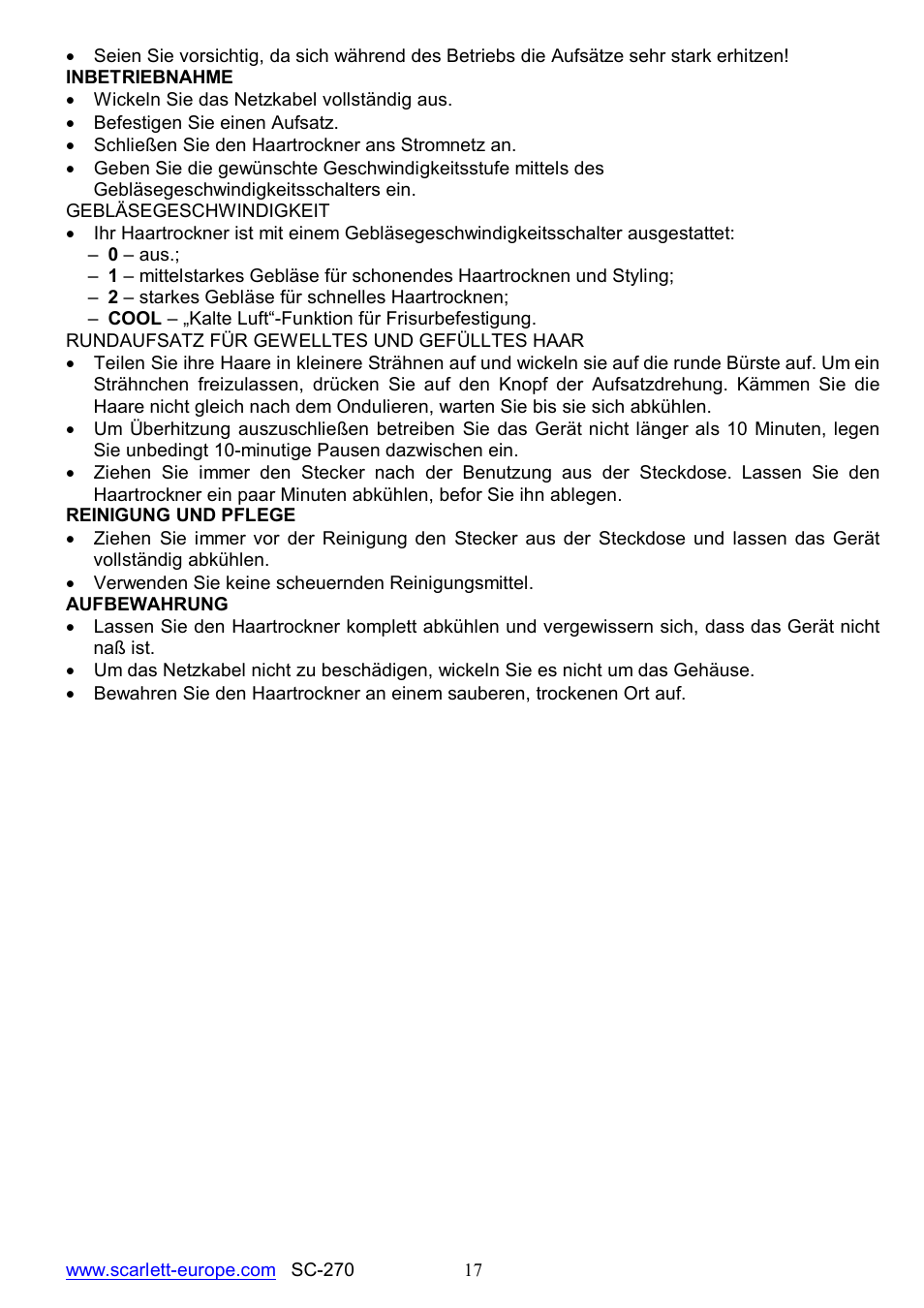 Scarlett SC-270 User Manual | Page 17 / 17