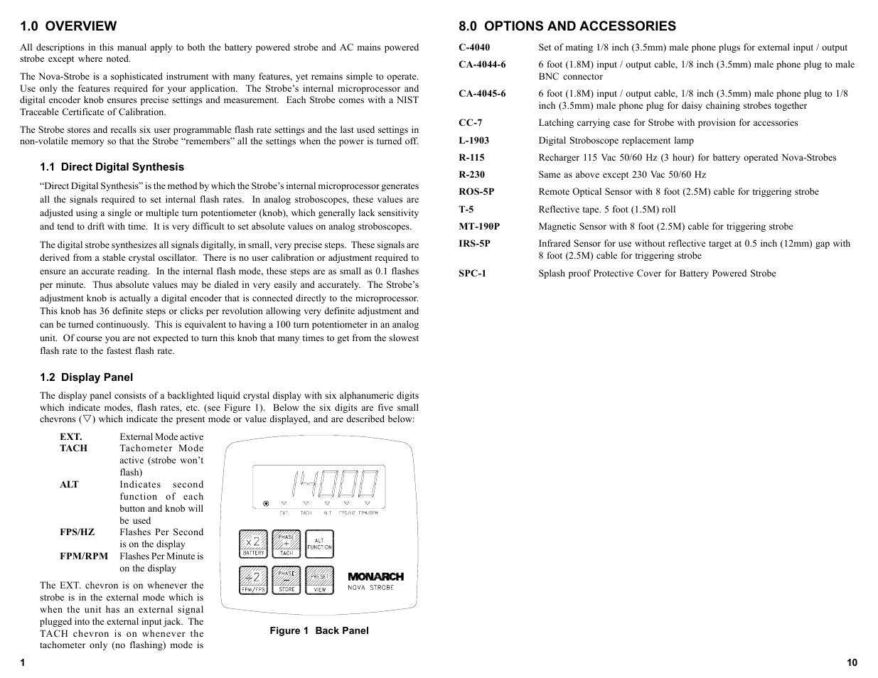 0 overview, 0 options and accessories | Monarch Instrument Nova Strobe DB Plus User Manual | Page 4 / 8