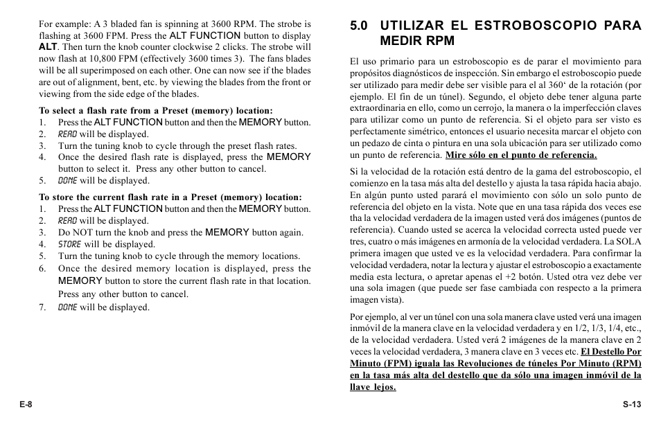 0 utilizar el estroboscopio para medir rpm | Monarch Instrument Phaser-Strobe pbx User Manual | Page 12 / 44