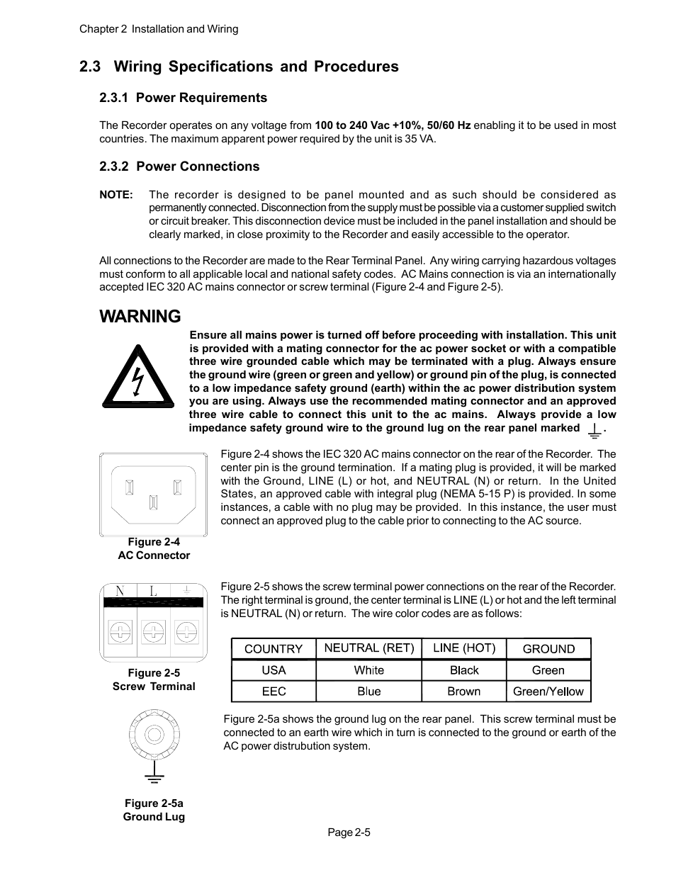 Warning, 3 wiring specifications and procedures | Monarch Instrument DC 2000 User Manual | Page 23 / 160
