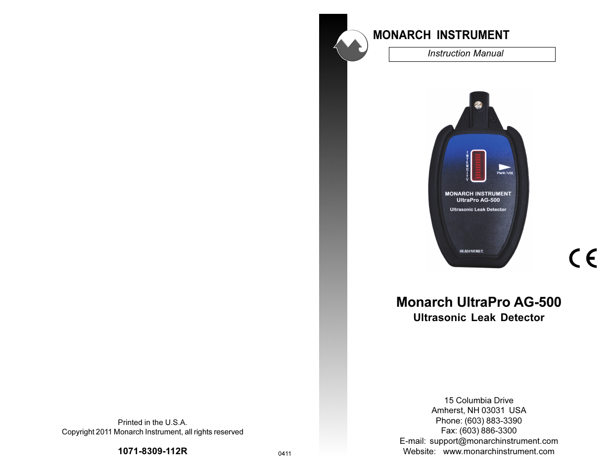 Monarch Instrument AG-500 User Manual | 4 pages