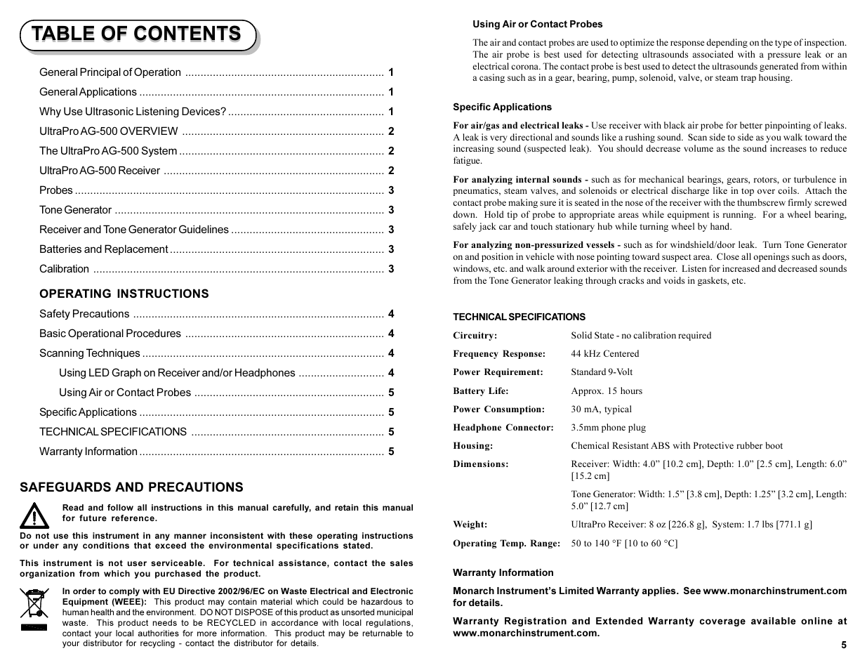 Monarch Instrument AG-500 User Manual | Page 2 / 4