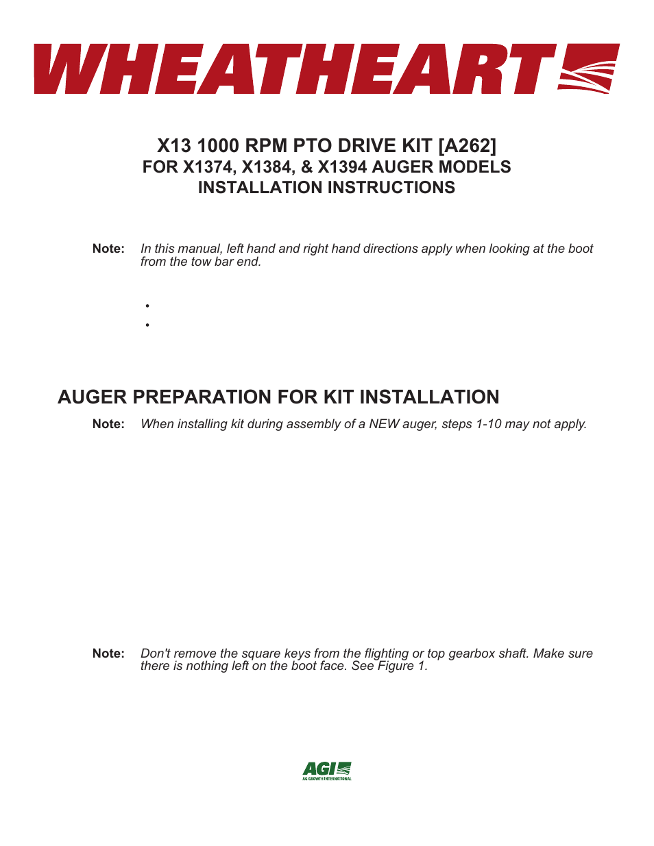 Wheatheart X13 1000RPM PTO User Manual | 5 pages