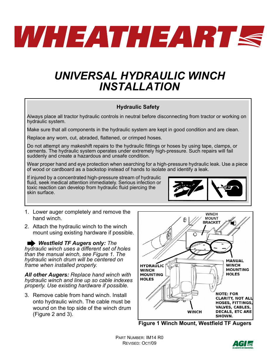 Wheatheart Universal Hydraulic Winch User Manual | 2 pages